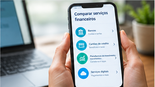 Comparação de bancos, cartões, plataformas de investimento e serviços financeiros.